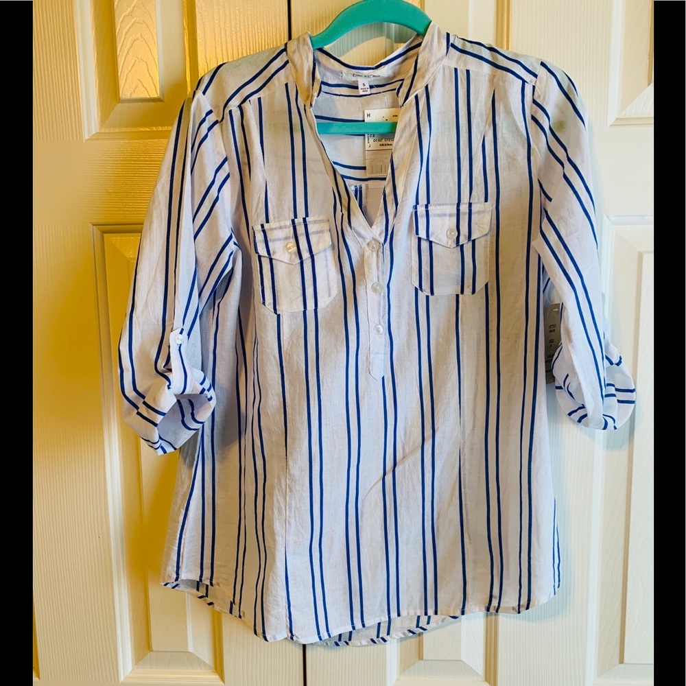 Eden & Olivia Blue/white Striped Top Size S
